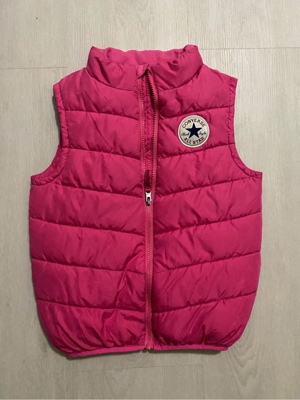 Converse Kids Girls Youth Hot Pink Quilted Puffer Vest Size 10-12